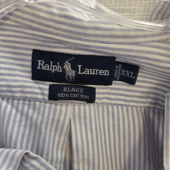 Ralph Lauren Blake Blue and White Striped Cotton button Shirt XXL - Picture 2 of 8